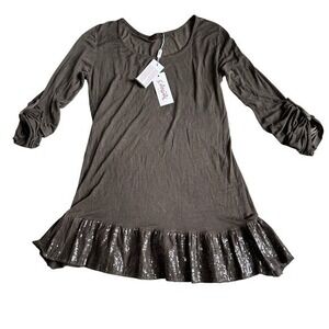 NWT Scandal Italy Fishy Tunic Women's M Lagenlook Boho Handmade Sequin Roll Tab